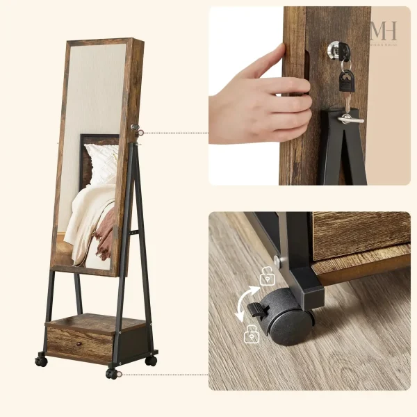 Rangement à bijoux élégant avec miroir pour toutes vos pièces