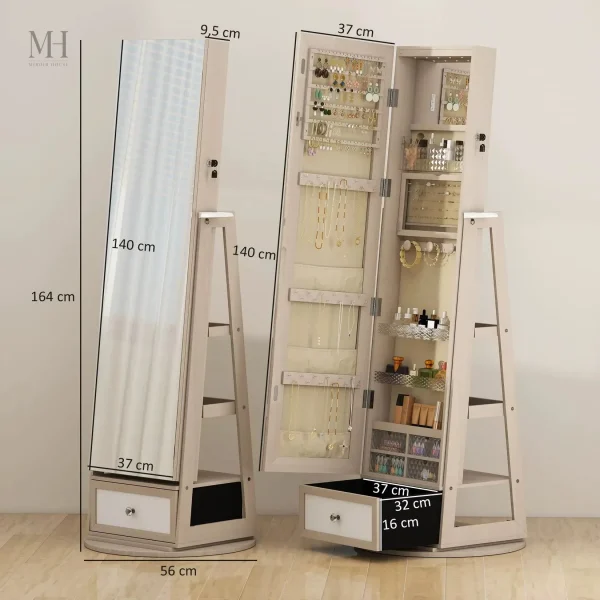 Armoire à bijoux avec miroir, design élégant et pratique