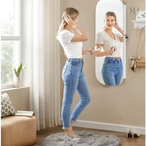 Armoire à bijoux murale blanche avec miroir