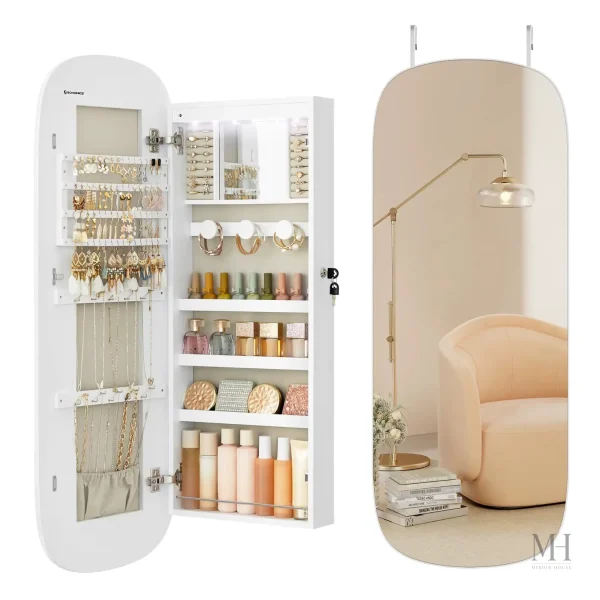 Miroir intégré dans l'armoire à bijoux murale