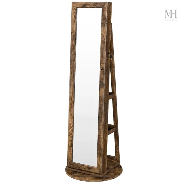 Armoire à bijoux en bois avec miroir psyché élégant