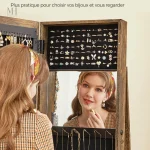 Miroir et armoire à bijoux en bois, design rustique