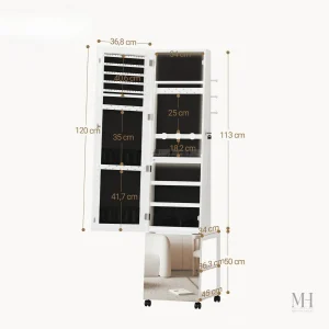 Miroir décoratif avec espace de rangement pour bijoux