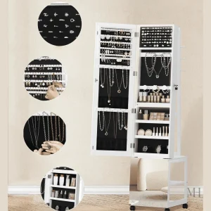 Armoire à bijoux sur pied, rangement mobile inclus