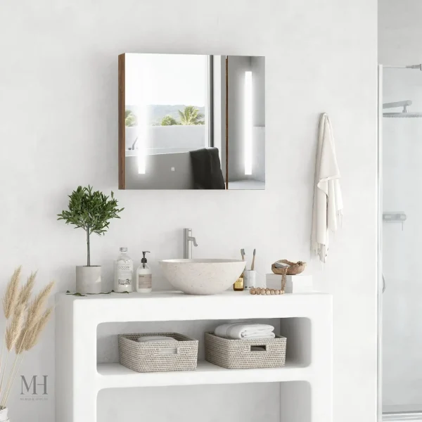 armoire-a-miroir-salle-de-bain-1 Armoire de Toilette Murale avec Miroir LED