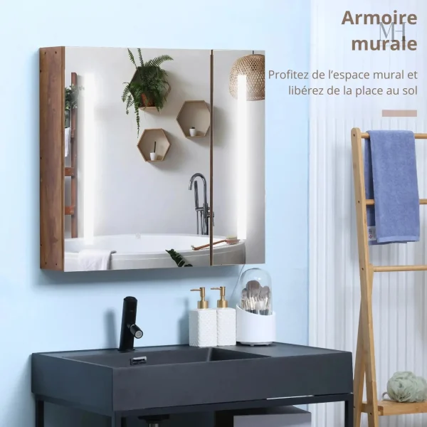 Armoire murale élégante avec miroir éclairé