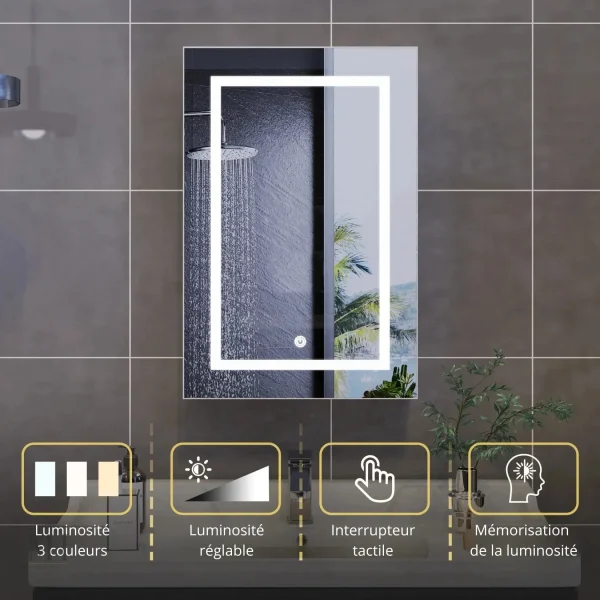 Miroir LED 50x70 cm pour décor moderne