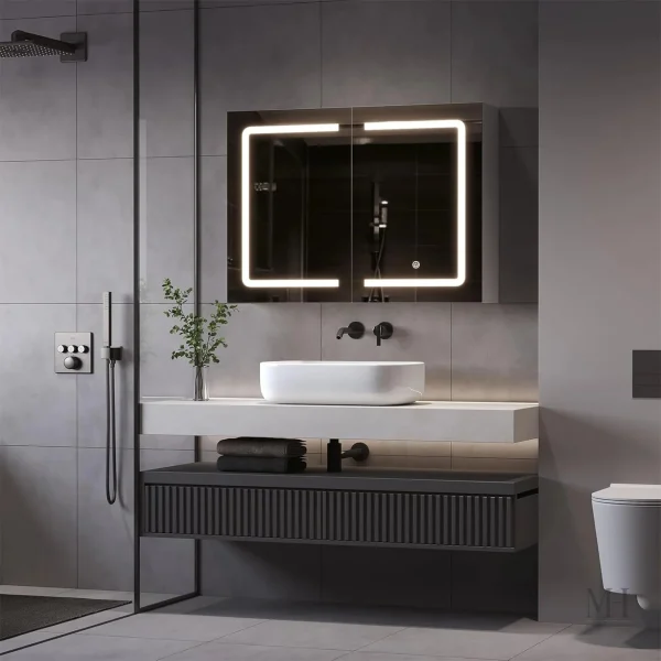 Rangement fonctionnel avec miroir pour salle d'eau