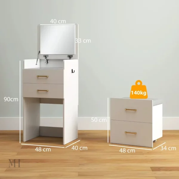 Armoire décorative pour bijoux avec tabouret inclus
