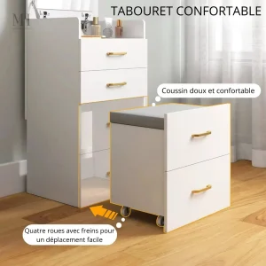 Miroir rabattable sur armoire à bijoux élégante