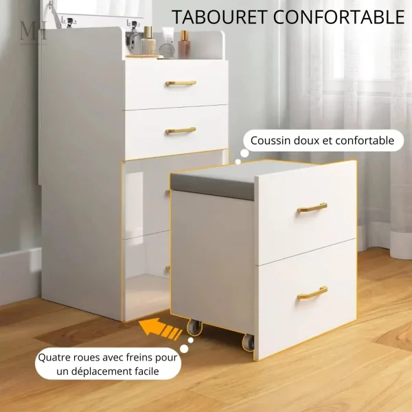 Miroir rabattable sur armoire à bijoux élégante