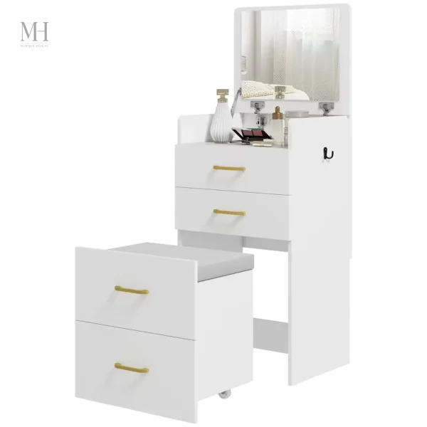 Armoire bijoux au design chic avec espace coiffeuse