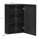 Armoire Miroir Fonctionnelle Noire pour Toilettes