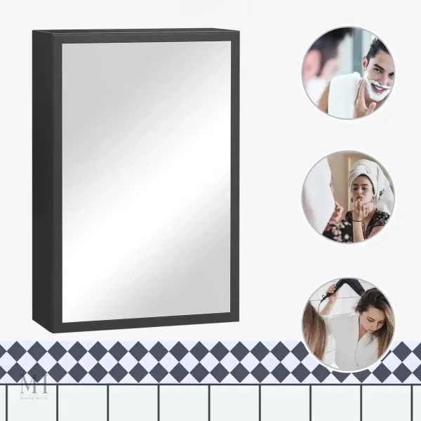 Rangement Efficace avec Armoire Miroir Noire