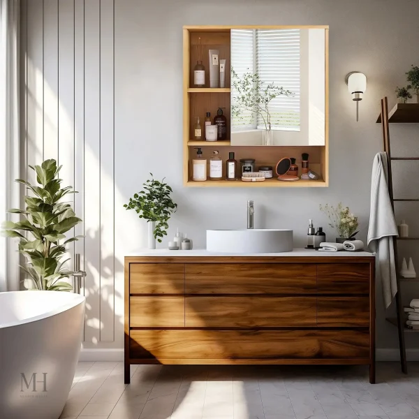 Bambou durable dans une armoire de salle de bain