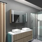 Éclairage réglable et rangement pratique dans une armoire miroir moderne