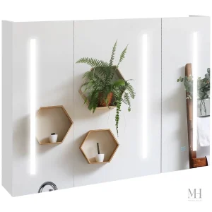 Armoire miroir salle de bain 90 cm avec éclairage LED