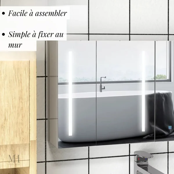 Espace de rangement fonctionnel avec miroir pour salle de bain