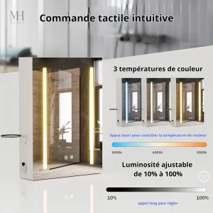 Miroir de salle de bain design moderne avec éclairage LED
