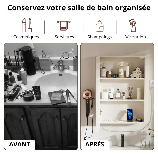Miroir LED anti-buée pour salle de bain contemporaine