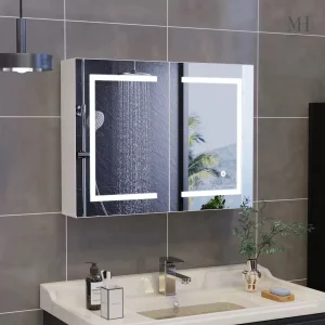 Miroir LED pratique pour rangement dans la salle de bain