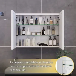 Rangement efficace avec miroir pour salle de bain