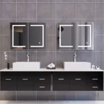 Espace de rangement mural avec miroir lumineux