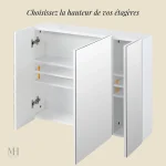 Rangement pratique pour salle de bain avec miroir intégré