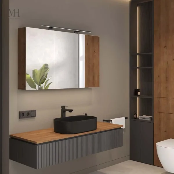 Rangement efficace avec miroir pour salle de bain