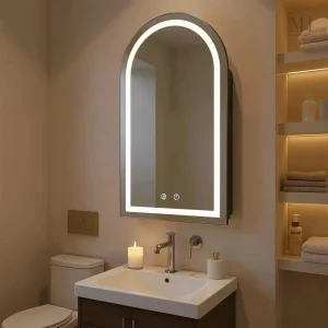 Armoire Salle de Bain Miroir LED Noir 40x79 cm
