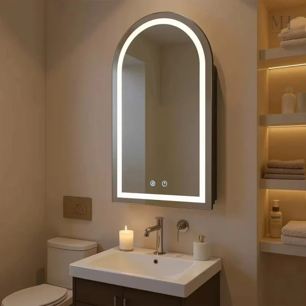 armoire-salle-de-bain-miroir-50-cm-1 Armoire Salle de Bain Miroir LED Noir 40x79 cm