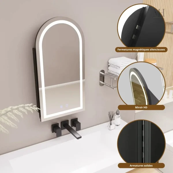 Rangement pratique avec armoire miroir moderne