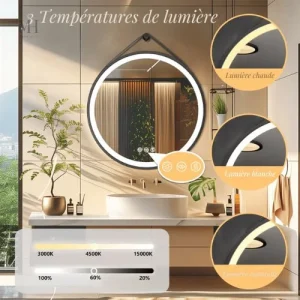 Chauffage Miroir avec Éclairage LED Pratique