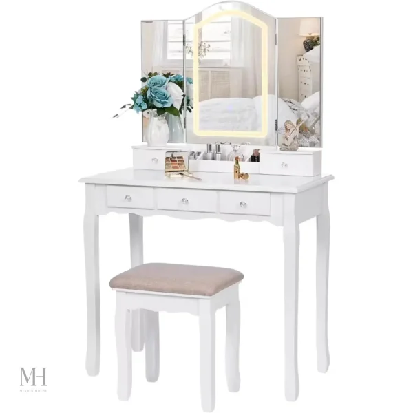 Miroirs triples pour un look complet et soigné