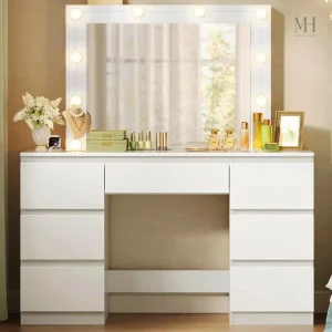 Coiffeuse avec miroir et éclairage LED
