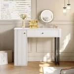 Coiffeuse LED Rond avec Miroir - Design Moderne