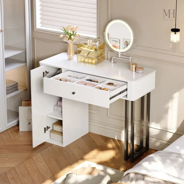 Coiffeuse moderne avec miroir intégré et rangement optimisé