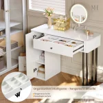 Espace beauté : coiffeuse avec miroir LED design contemporain