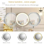 Miroir rond LED pour une coiffeuse chic et fonctionnelle