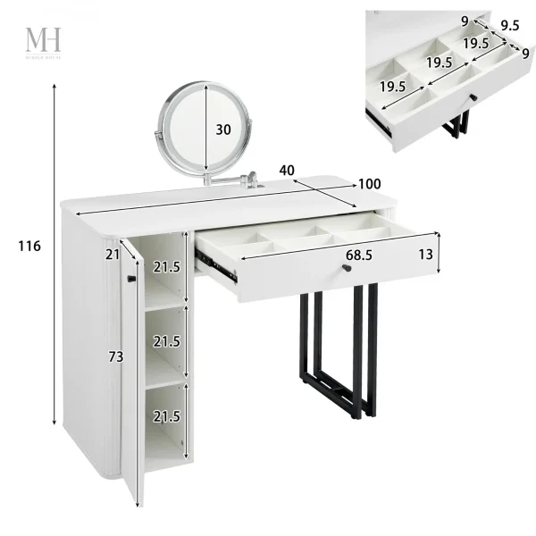 Coiffeuse avec miroir lumineux pour un espace esthétique