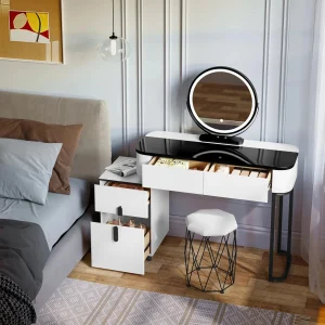 Miroir LED intégré pour un coin beauté élégant