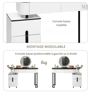 Espace de maquillage chic avec miroir éclairé
