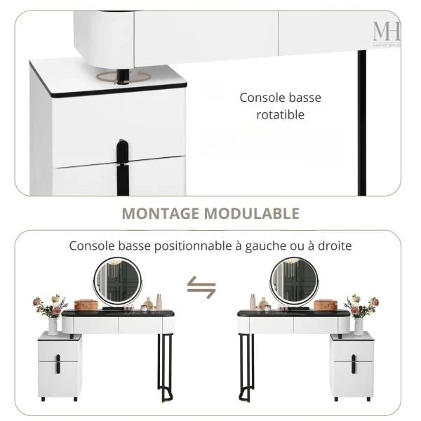 Espace de maquillage chic avec miroir éclairé