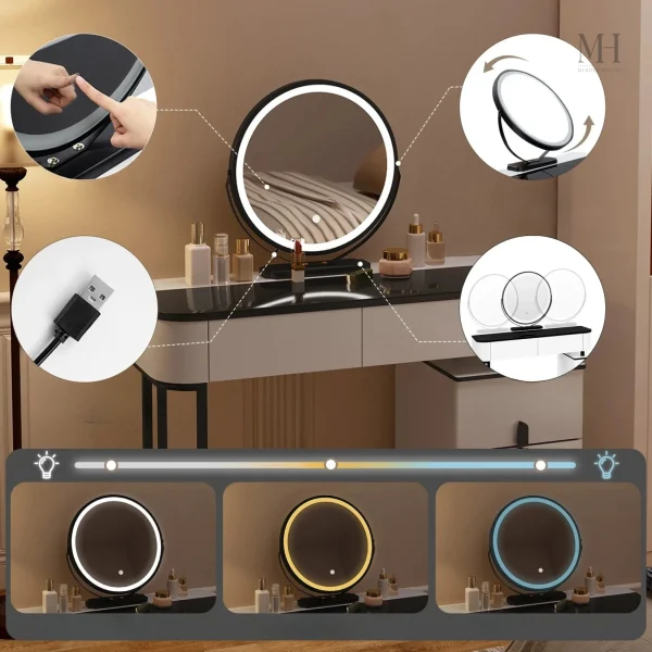 Coiffeuse pratique avec design compact et moderne