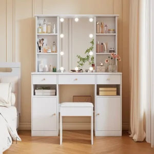 Meuble de beauté avec rangement pratique et miroir éclairé