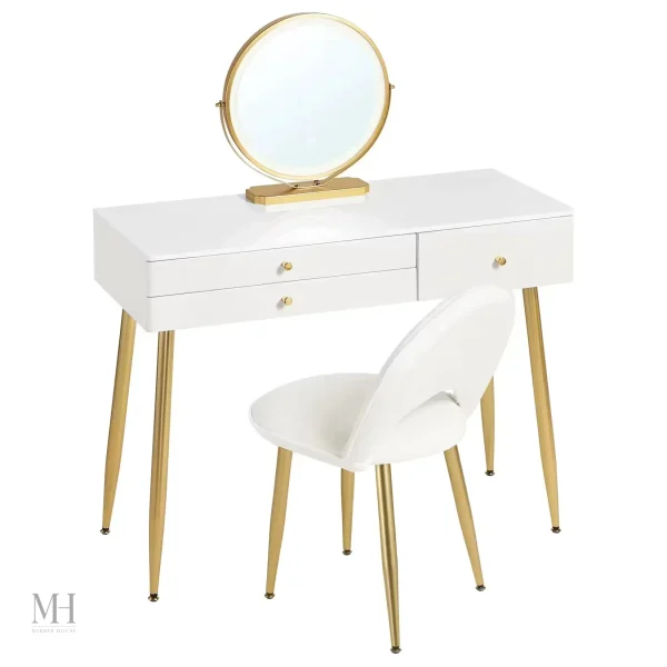 Miroir lumineux rond pour coiffeuse élégante