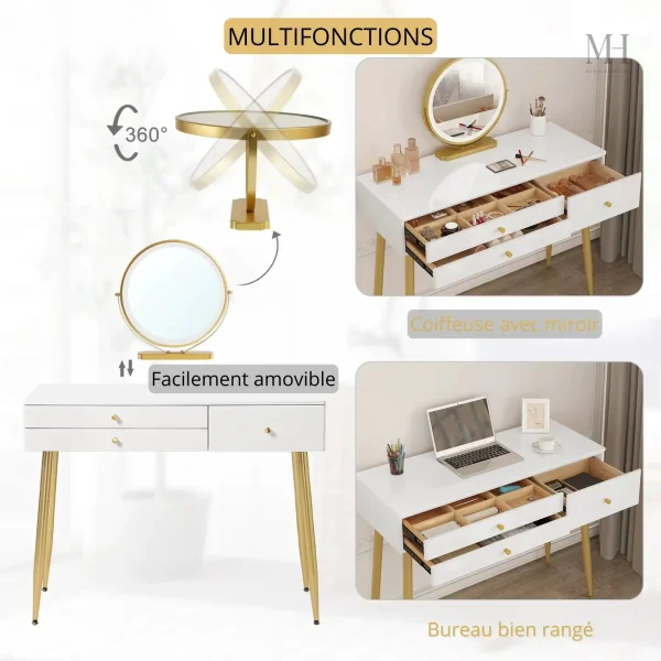 Coiffeuse au design chic avec éclairage LED
