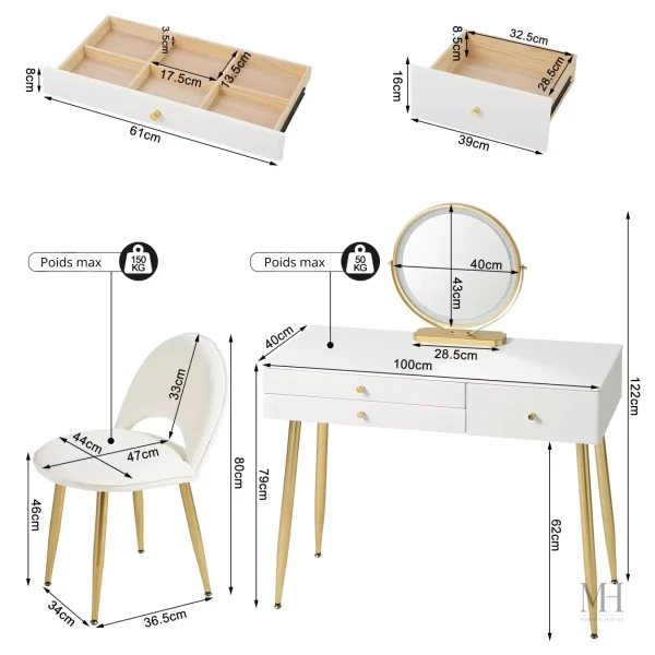 Espace beauté moderne avec miroir éclairé