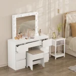 Coiffeuse LED avec miroir moderne et rangement