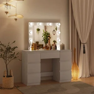Coiffeuse élégante avec 7 tiroirs de rangement pratique